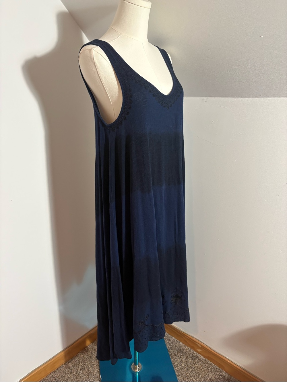 Free People hi/lo ombré dress w/ embroidery detail